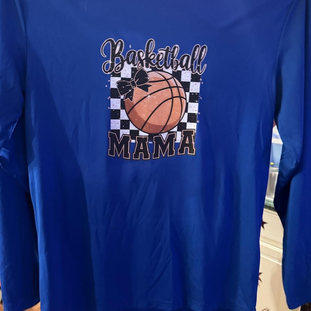 Basketball Mama Long Sleeve Tee - Blue